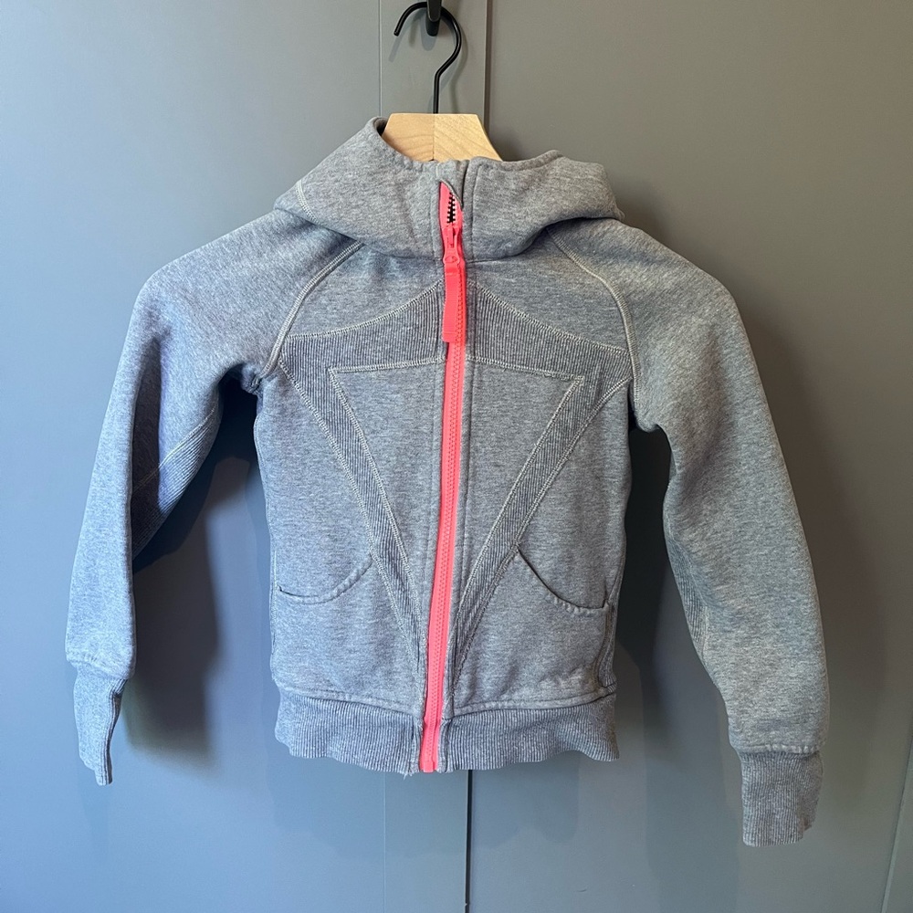 ivivva girls (lululemon) Gray Hoodie with Pink Zipper #getcozy&gettoclass